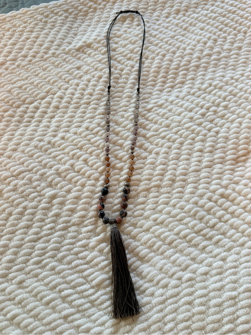 Brown Beaded Tassel Necklace - Women Jewelry